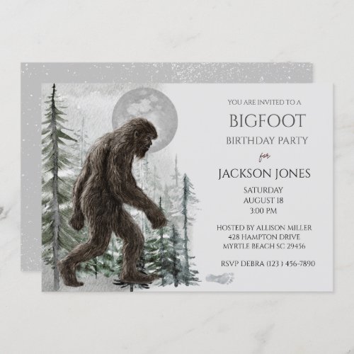 Big Foot Sasquatch Birthday Party Invitation