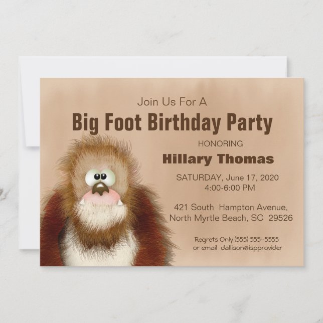 Big Foot/ Sasquatch Birthday Party Invitation (Front)