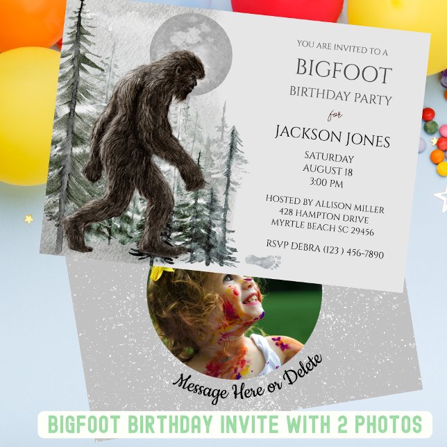 Big Foot/ Sasquatch Birthday Party  One Photo Invitation (Creator Uploaded)