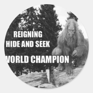 Big Foot , Sasquatch Hide and Seek Design Classic Round Sticker