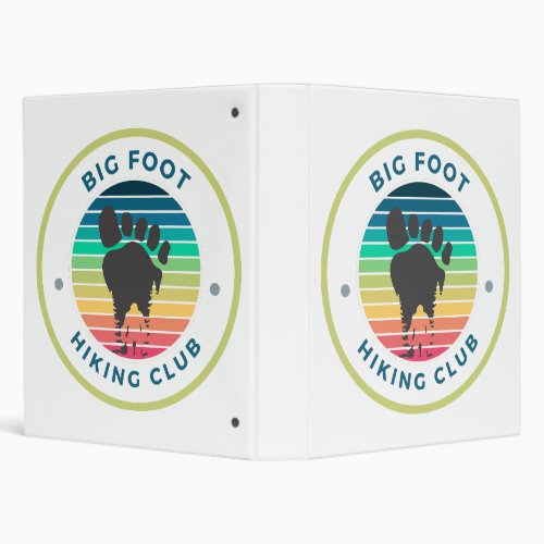 Big foot sasquatch hiking club 3 ring binder