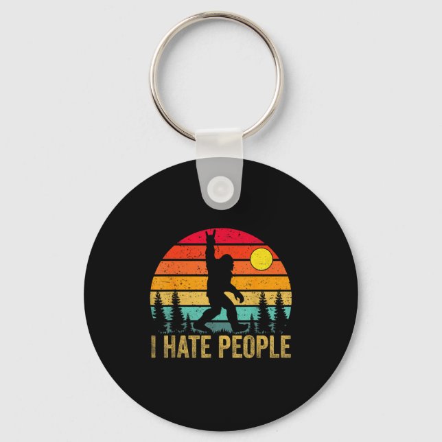 Big Foot Sasquatch I Hate People Funny Bigfoot Vin Keychain (Front)