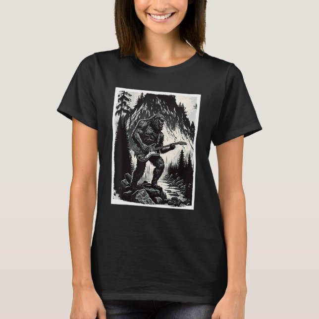 Big Foot Sasquatch Rock Guitar Music Metal Grunge  T-Shirt (Front)