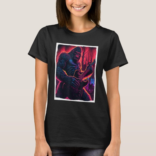 Big Foot Sasquatch Rock Guitar Music Metal Grunge  T-Shirt (Front)
