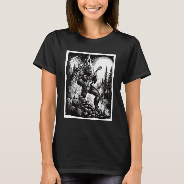 Big Foot Sasquatch Rock Guitar Music Metal Grunge  T-Shirt (Front)