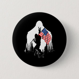 Big Foot Shirt Bigfoot American Flag Patriotic  Button