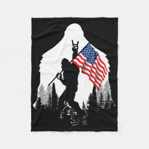 Big Foot Shirt Bigfoot American Flag Patriotic Fleece Blanket