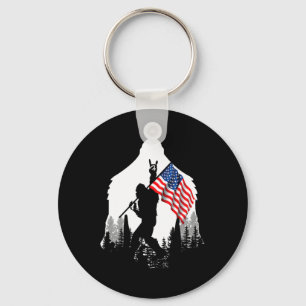 Big Foot Shirt Bigfoot American Flag Patriotic Keychain