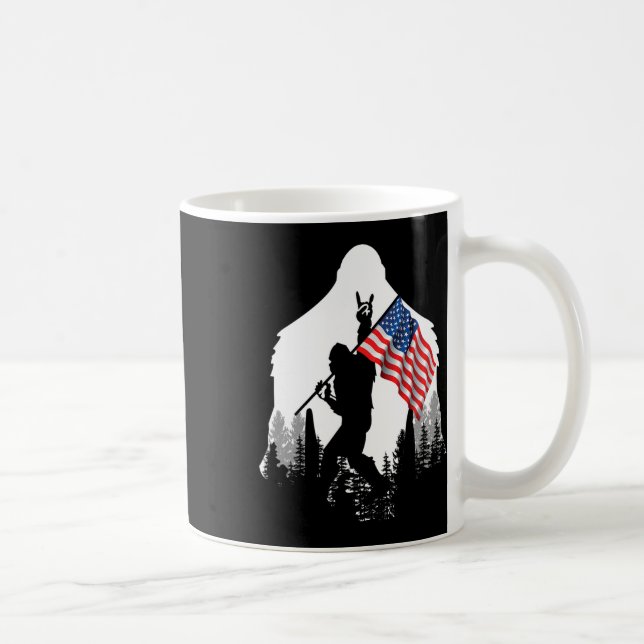 Big Foot Shirt - Bigfoot Sasquatch American Flag P Coffee Mug (Right)