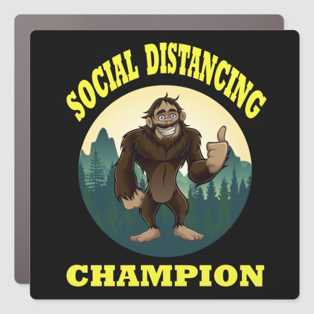 Big Foot Social Distancing Funny Car Magnet (Front)