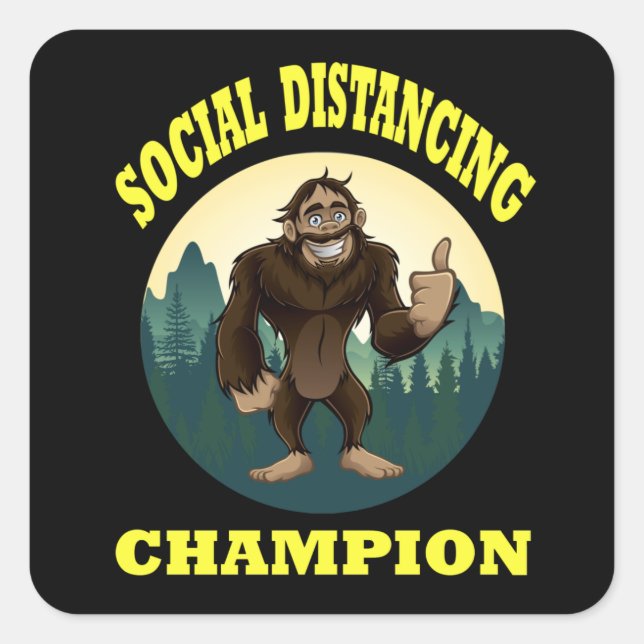 Big Foot Social Distancing Funny Square Sticker (Front)