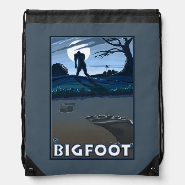 Big Foot walking through Golf Course Drawstring Bag (Front)