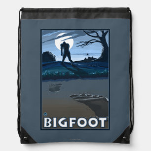Big Foot walking through Golf Course Drawstring Bag