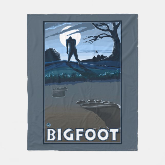 Big Foot walking through Golf Course Fleece Blanket (Front)