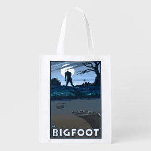 Big Foot walking through Golf Course Grocery Bag