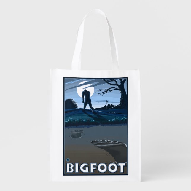 Big Foot walking through Golf Course Grocery Bag (Front)