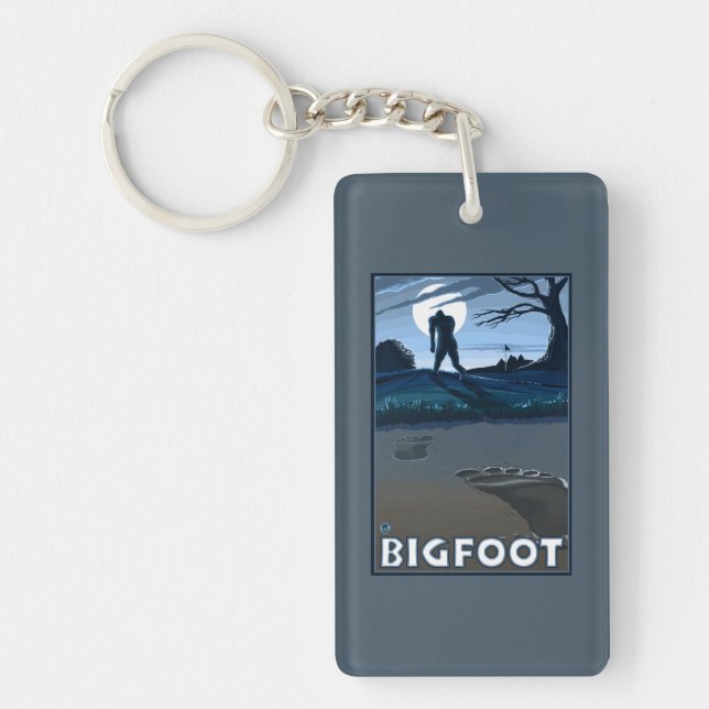 Big Foot walking through Golf Course Keychain (Front)