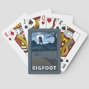 Big Foot walking through Golf Course Poker Cards