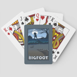 Big Foot walking through Golf Course Poker Cards