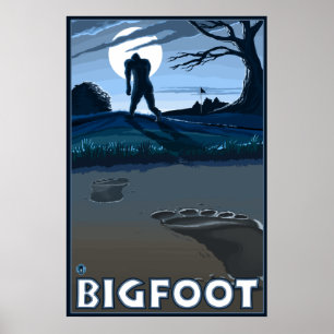 Big Foot walking through Golf Course Poster