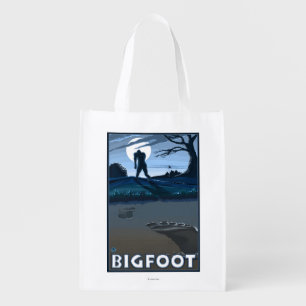 Big Foot walking through Golf Course Reusable Grocery Bag