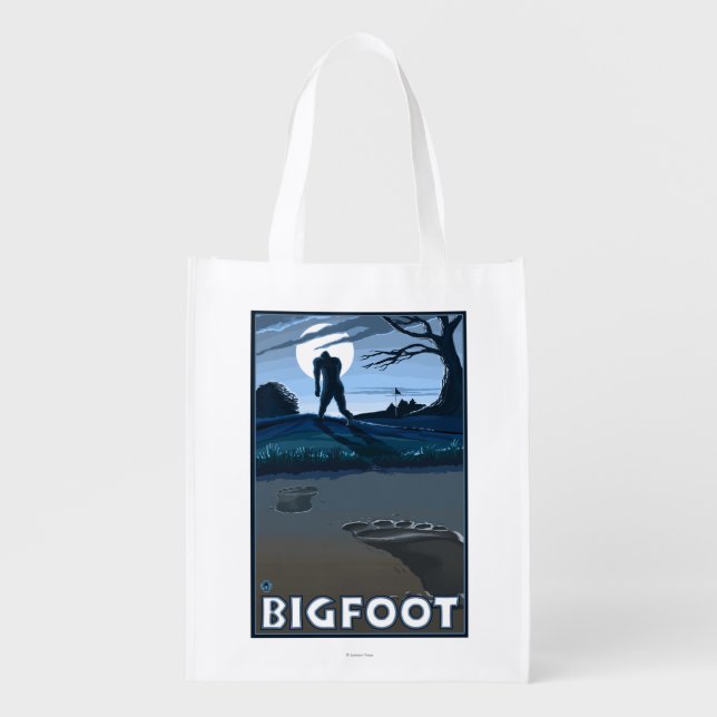 Big Foot walking through Golf Course Reusable Grocery Bag (Front)