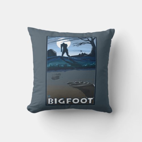 Big Foot walking through Golf Course Throw Pillow