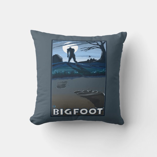 Big Foot walking through Golf Course Throw Pillow (Front)