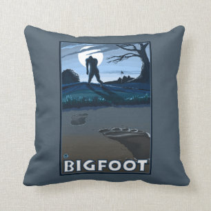 Big Foot walking through Golf Course Throw Pillow