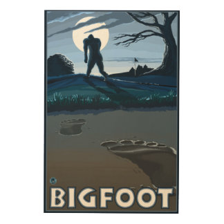 Big Foot walking through Golf Course Wood Wall Art