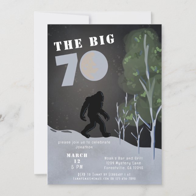 Big Foot Wild Adventure 70th Birthday Invitation (Front)