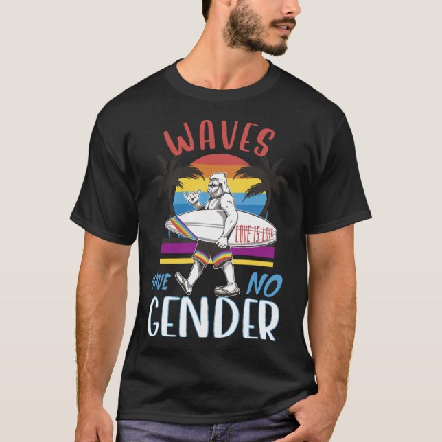 Big Foot with Surfboard Gay Pride Love is Love Men T-Shirt (Front)