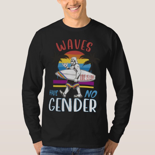 Big Foot with Surfboard Gay Pride Love is Love Men T-Shirt (Front)