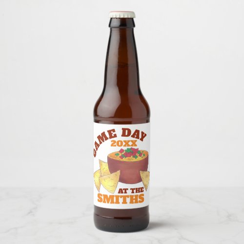 Big Football Game Tailgate Party Chips Cheese Dip Beer Bottle Label