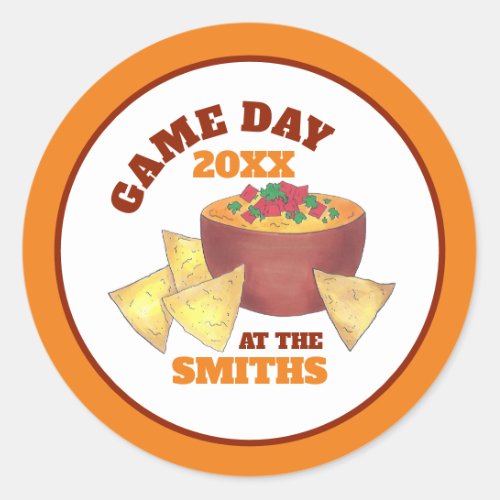 Big Football Game Tailgate Party Chips Cheese Dip Classic Round Sticker
