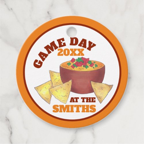 Big Football Game Tailgate Party Chips Cheese Dip Favor Tags