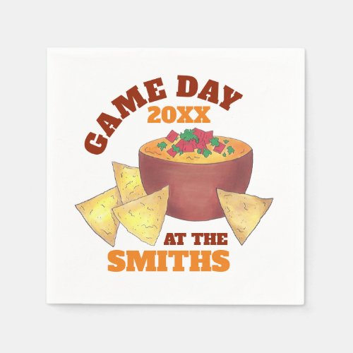 Big Football Game Tailgate Party Chips Cheese Dip Napkins