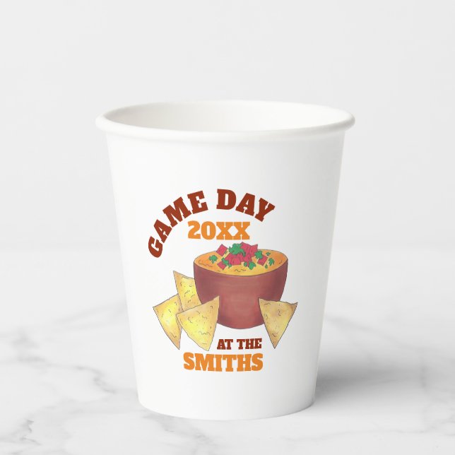 Big Football Game Tailgate Party Chips Cheese Dip Paper Cups (Front)