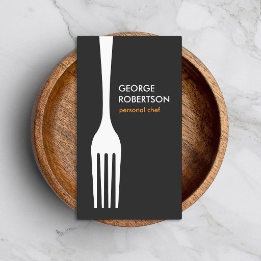 Customizable BIG FORK LOGO for Chef, Catering, Restaurant, Food Business Card Template