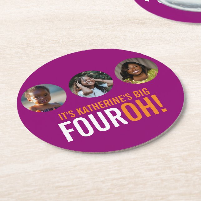 BIG FOUROH! 40 name and photo templates coasters (Angled)