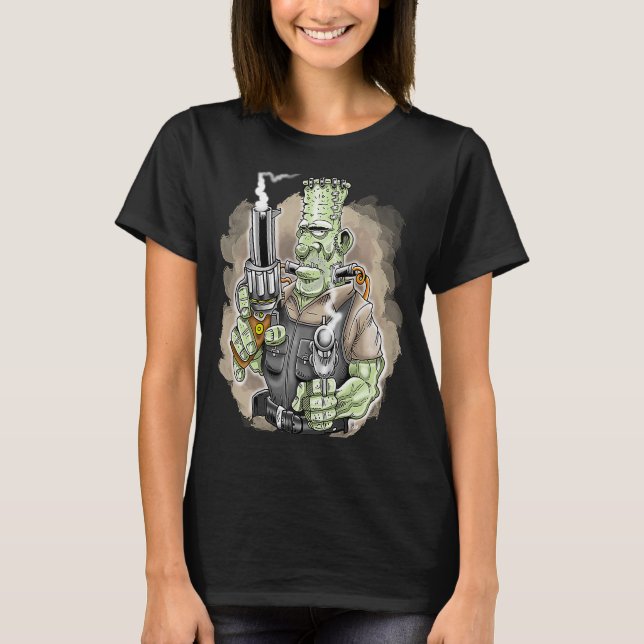Big Frankie Big Caliber Gun 50s Culture Biker T-Shirt (Front)