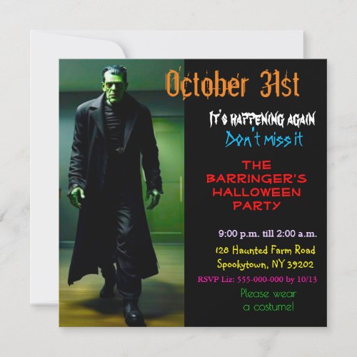 Big Franks Annual Adult Halloween Party Invitation