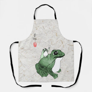 Big Frog Little Japanese Frog Toad 19th Century Apron