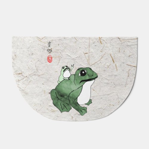 Big Frog Little Japanese Frog Toad 19th Century  Doormat