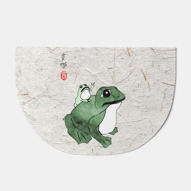 Big Frog Little Japanese Frog Toad 19th Century  Doormat (Front)