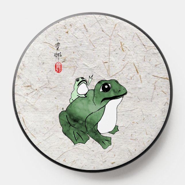 Big Frog Little Japanese Frog Toad 19th Century  PopSocket (Popsocket)