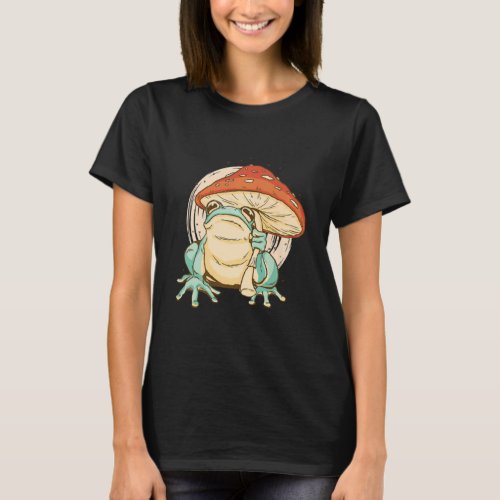 Big Frog with a Mushroom Umbrella Graphic  T_Shirt