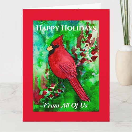 BIG From All Of Us Happy Holidays Red Cardinal Card