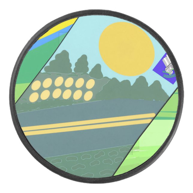 Big Funny Eggs Crossing the Road Hockey Puck (Front)