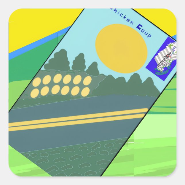 Big Funny Eggs Crossing the Road  Square Sticker (Front)